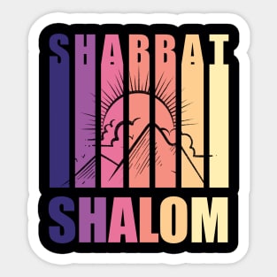 Shabbat Shalom Vintage Sunset Sticker